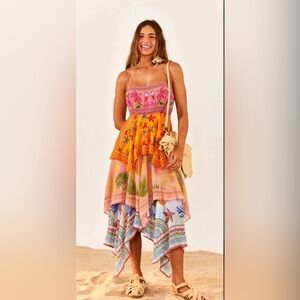 FARM RIO Mixed Scarves Midi Dress - Medium